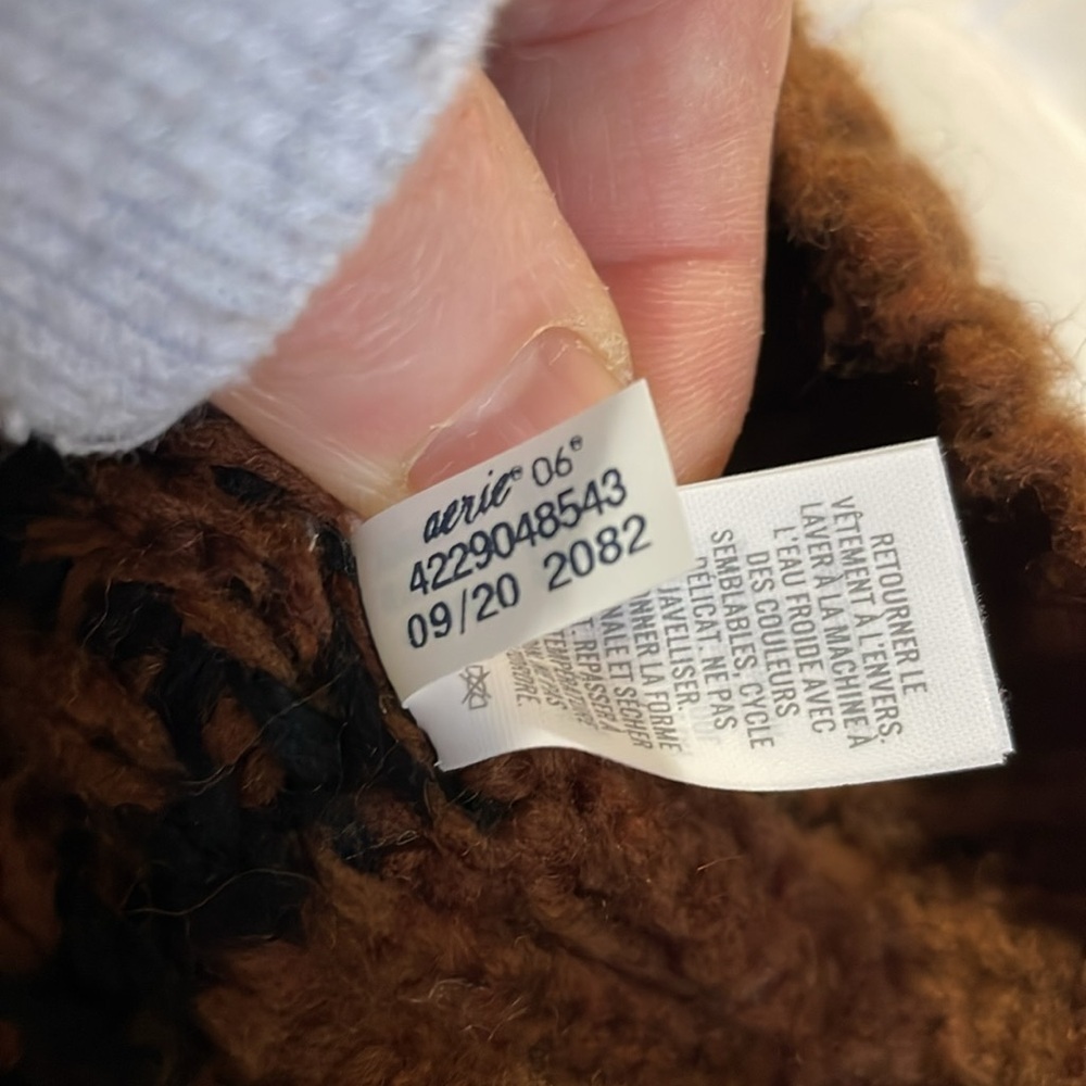 AERIE |Fair Isle | Aztec Pattern | Oversized Quarter Zip |Brown/Black |Size XS - Picture 16 of 16